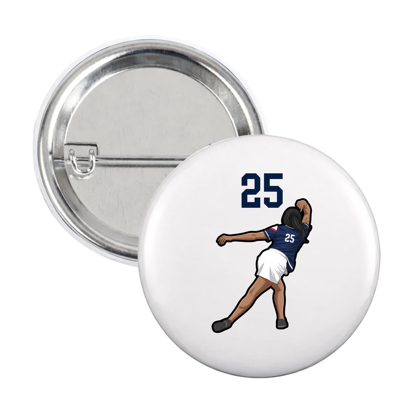 Game Day Button — Number Top in White