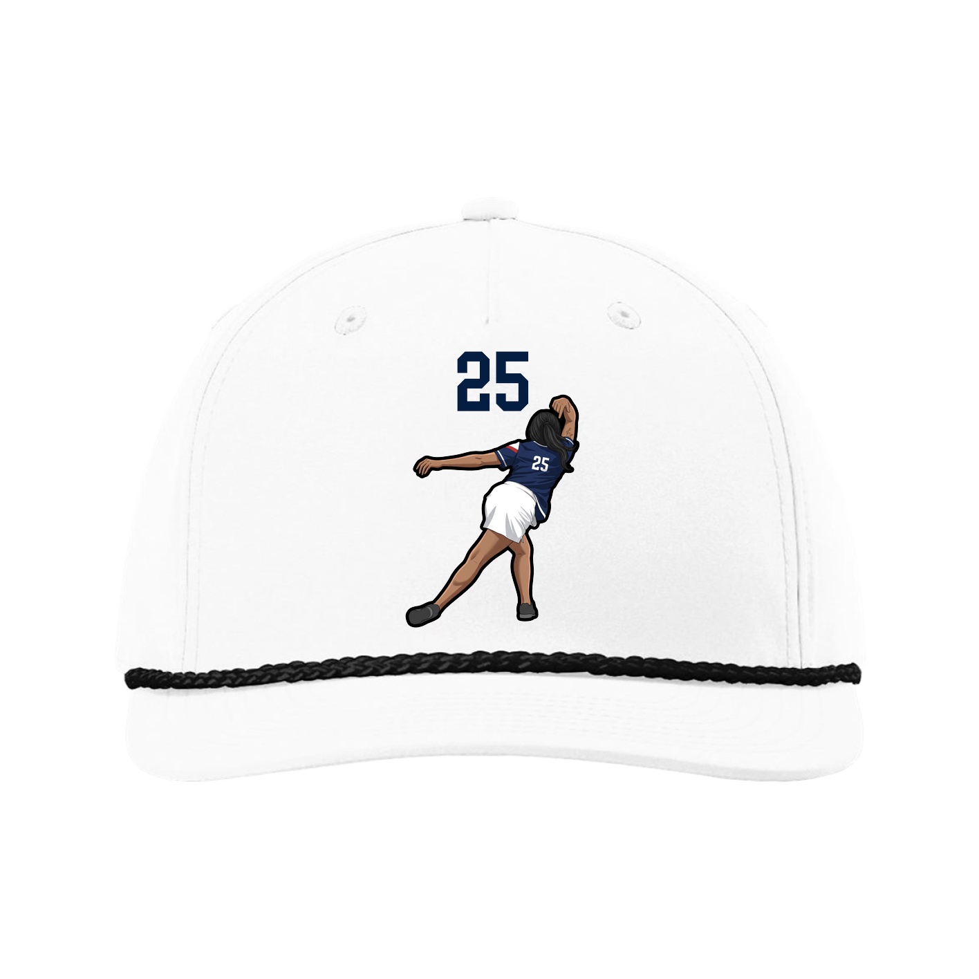 Five-Panel Classic Rope Cap — Number Top in White
