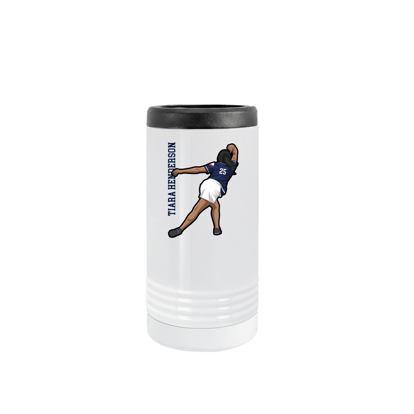 Slim Beverage Holder — Name Vertical in White