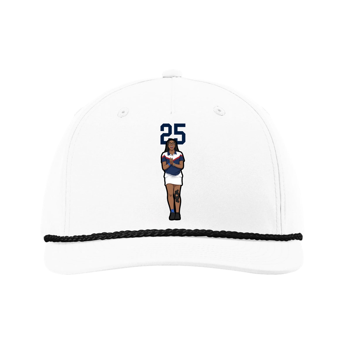 Five-Panel Classic Rope Cap — Number Top in White