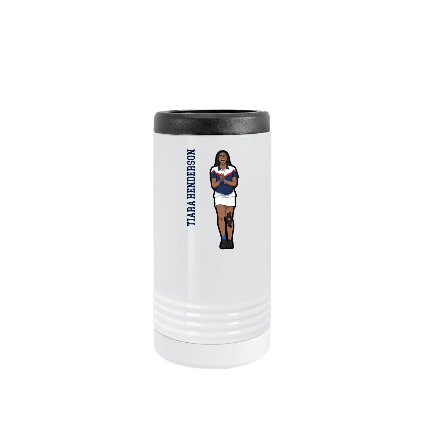 Slim Beverage Holder — Name Vertical in White