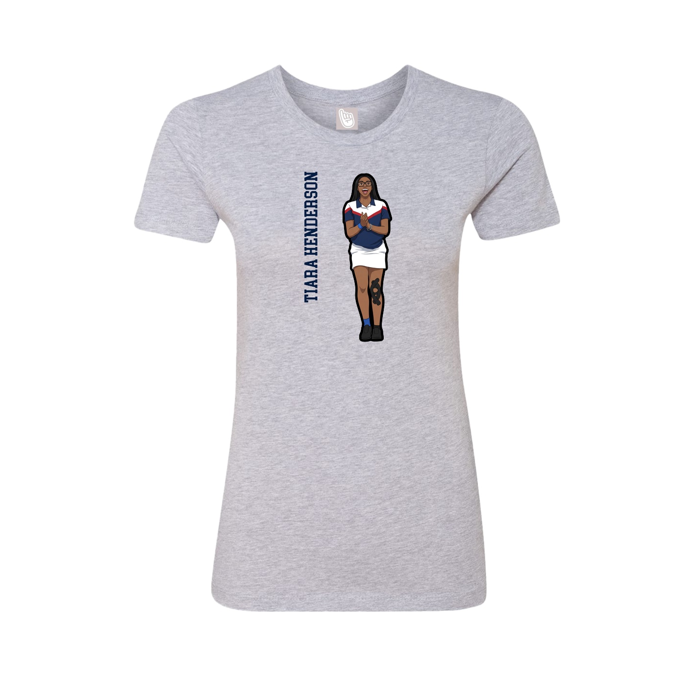 Womens Tee — Name Vertical in Grey