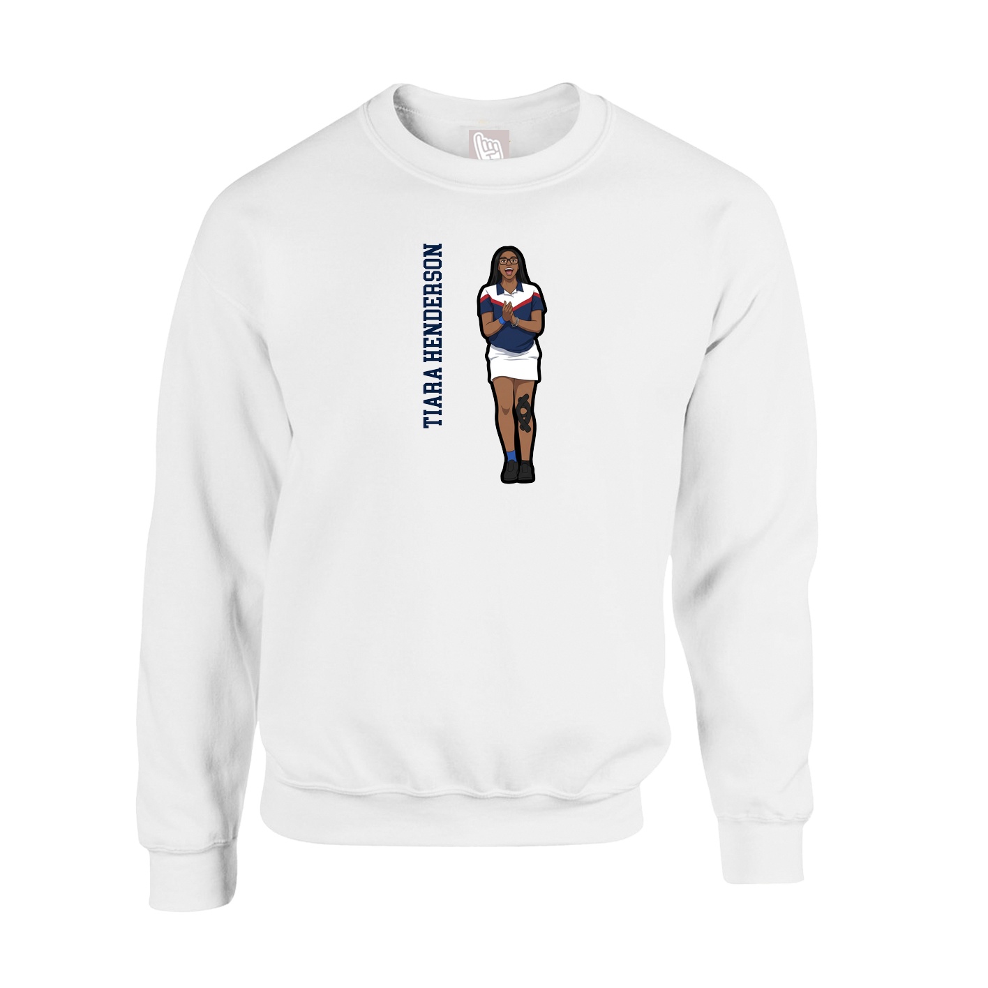 Fleece Crew — Name Vertical in White