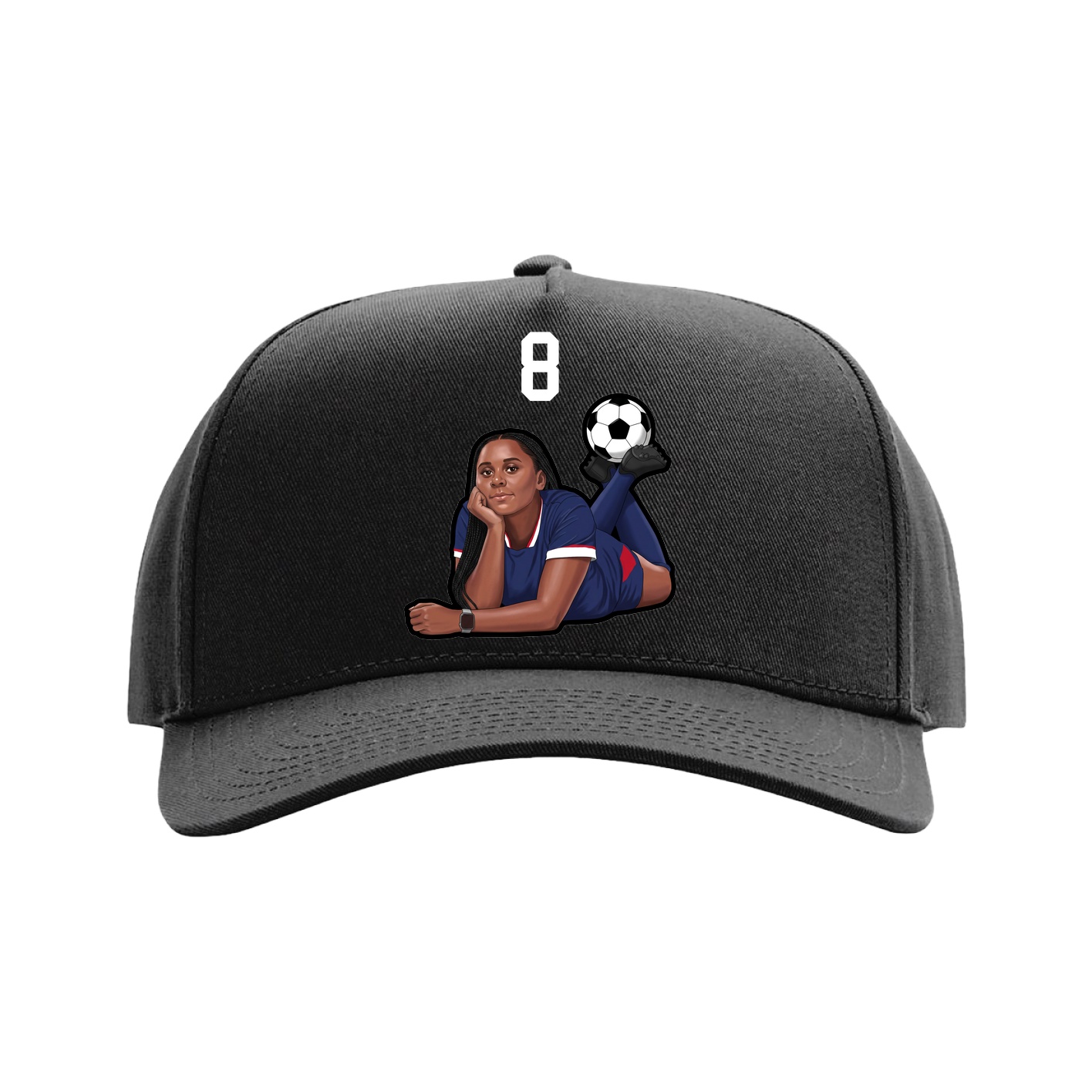 Full Fabric Five-Panel Champ Cap — Number Top in Black