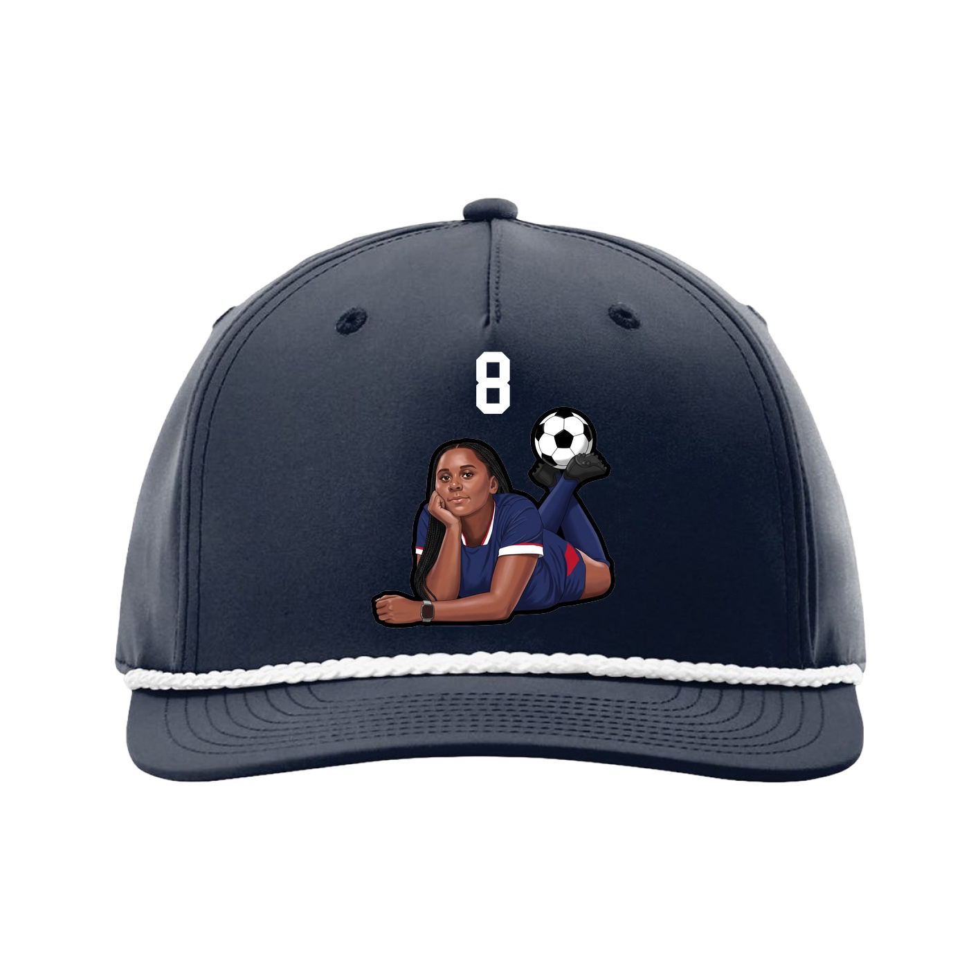 Five-Panel Classic Rope Cap — Number Top in Navy