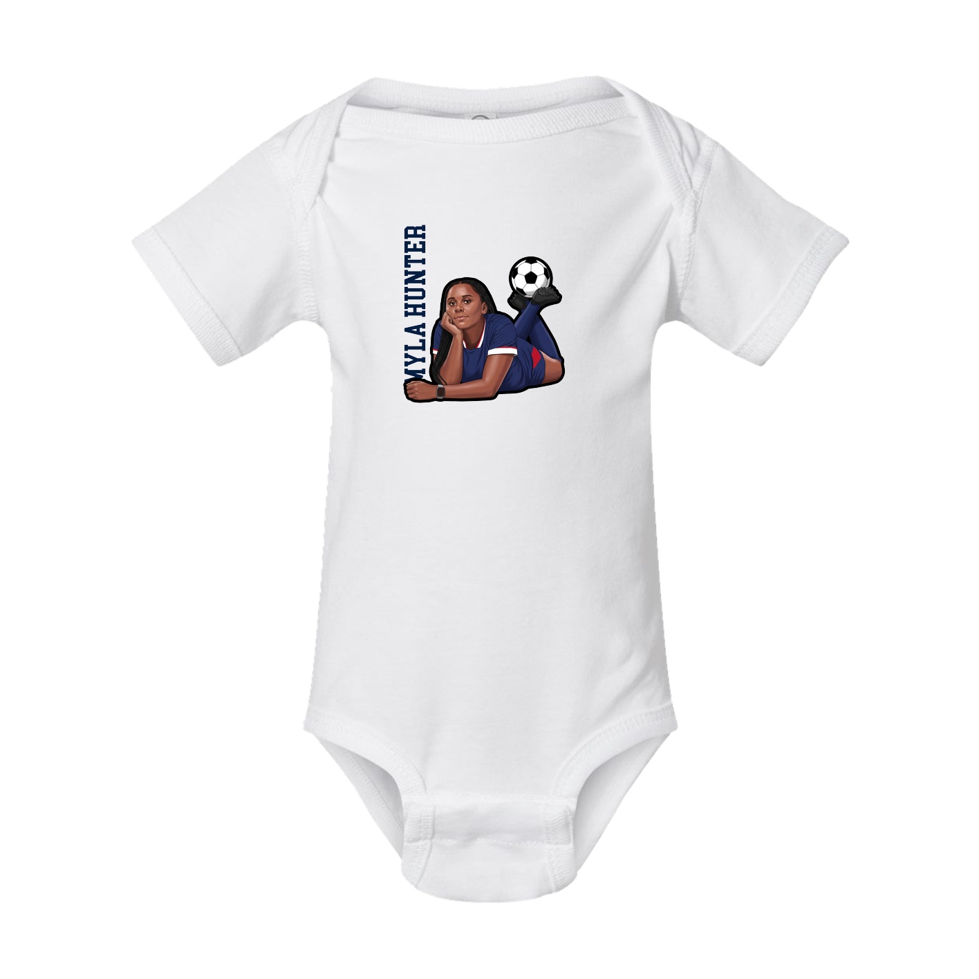 Baby Onesie — Name Vertical in White
