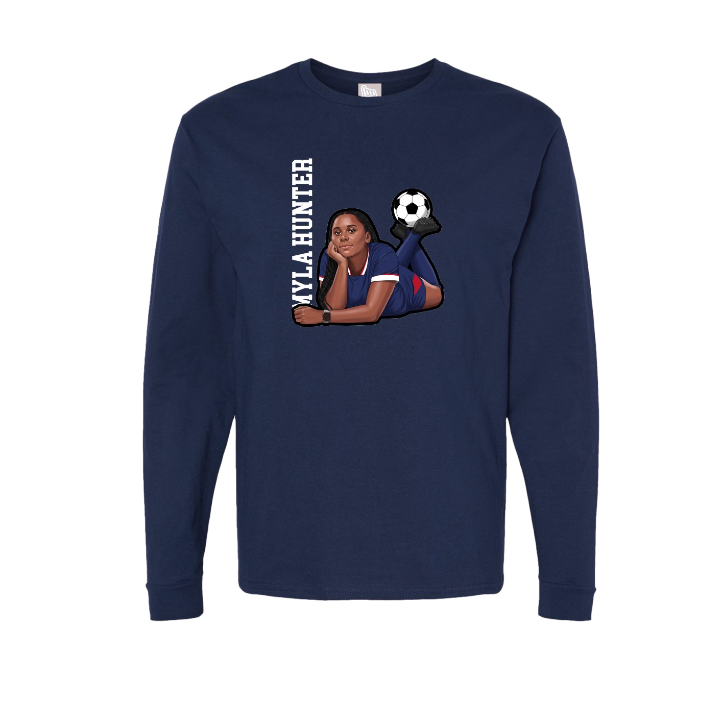 Long Sleeve Tee — Name Vertical in Navy