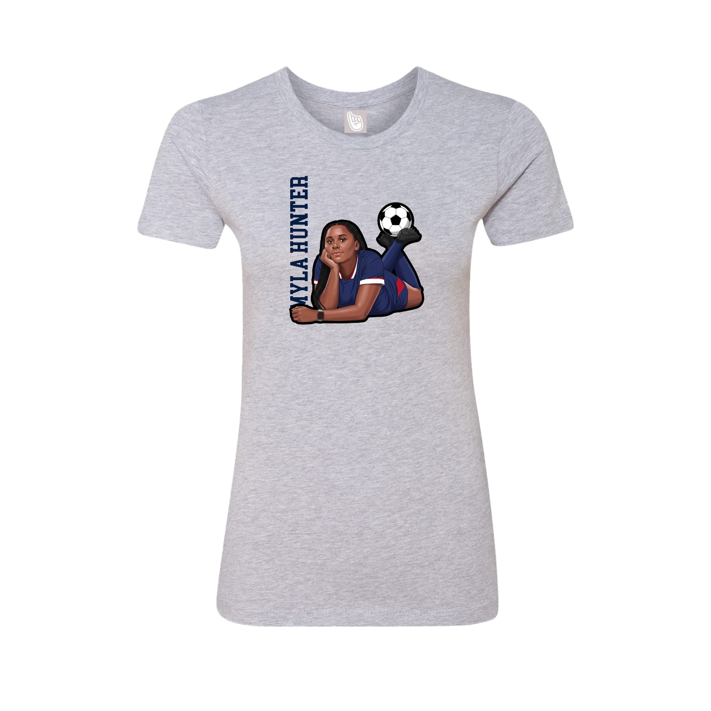 Fitted Women's Tee — Name Vertical in Grey