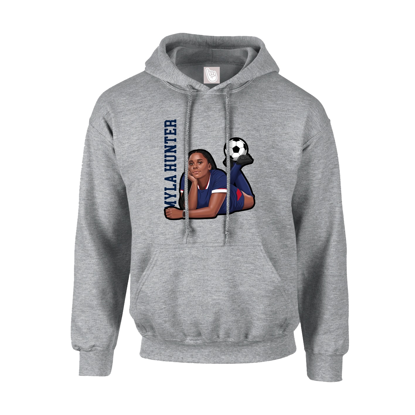 Youth Hoodie — Name Vertical in Grey