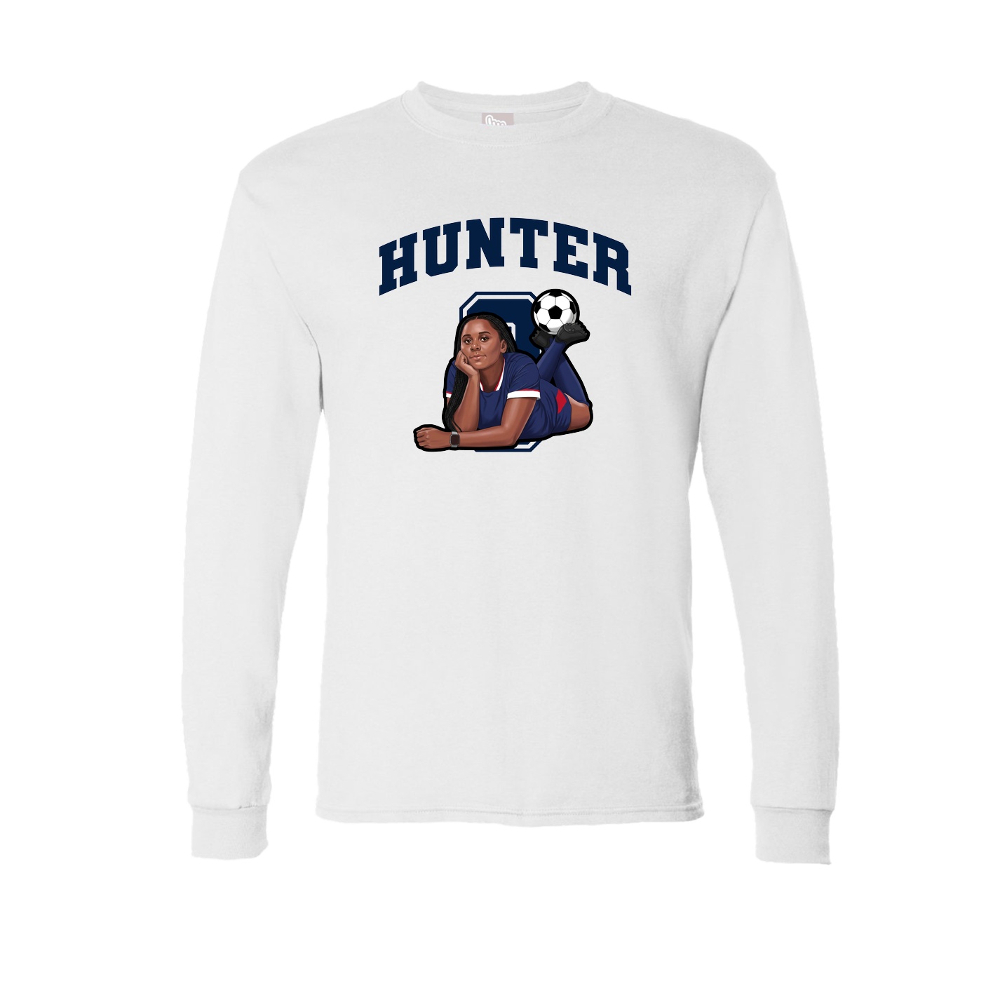 Long Sleeve Tee — Number in White