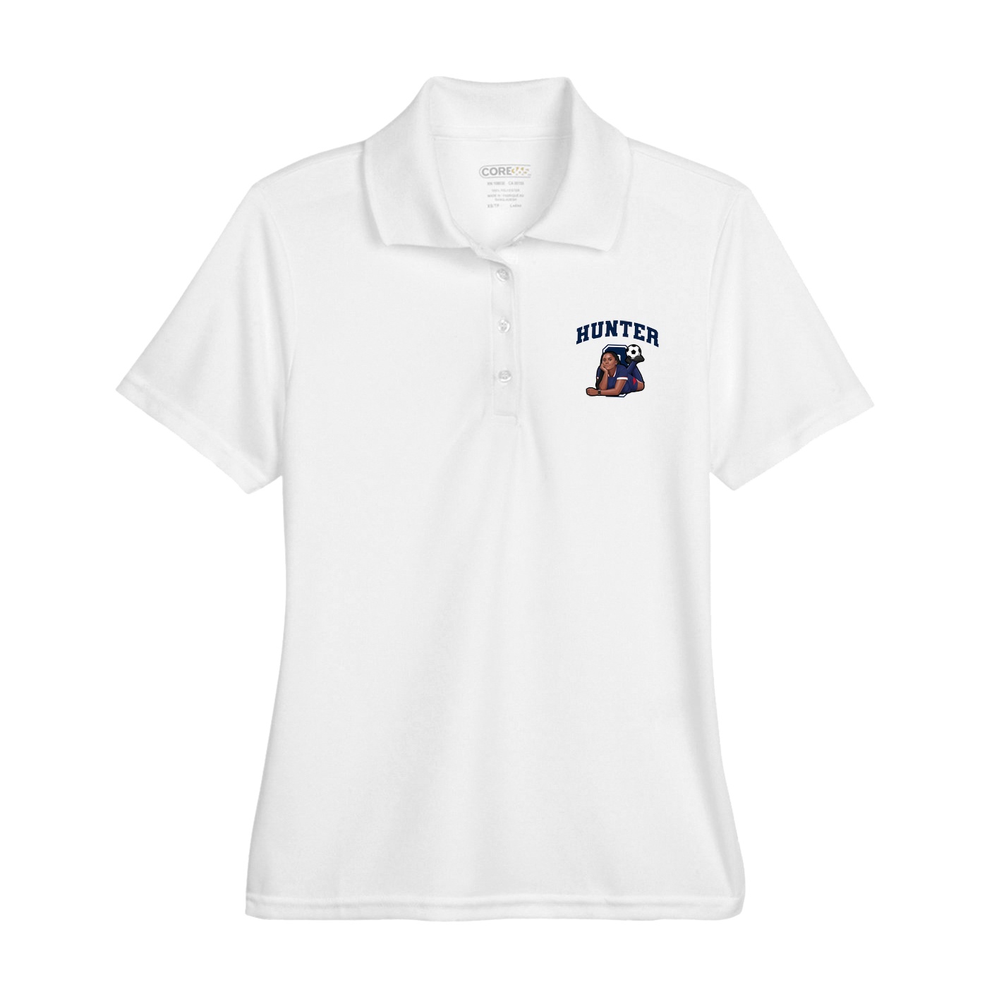Womens Performance Polo — Number in White
