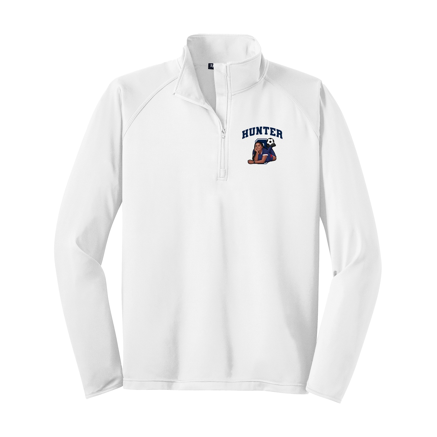 Q-Zip Pullover — Number in White
