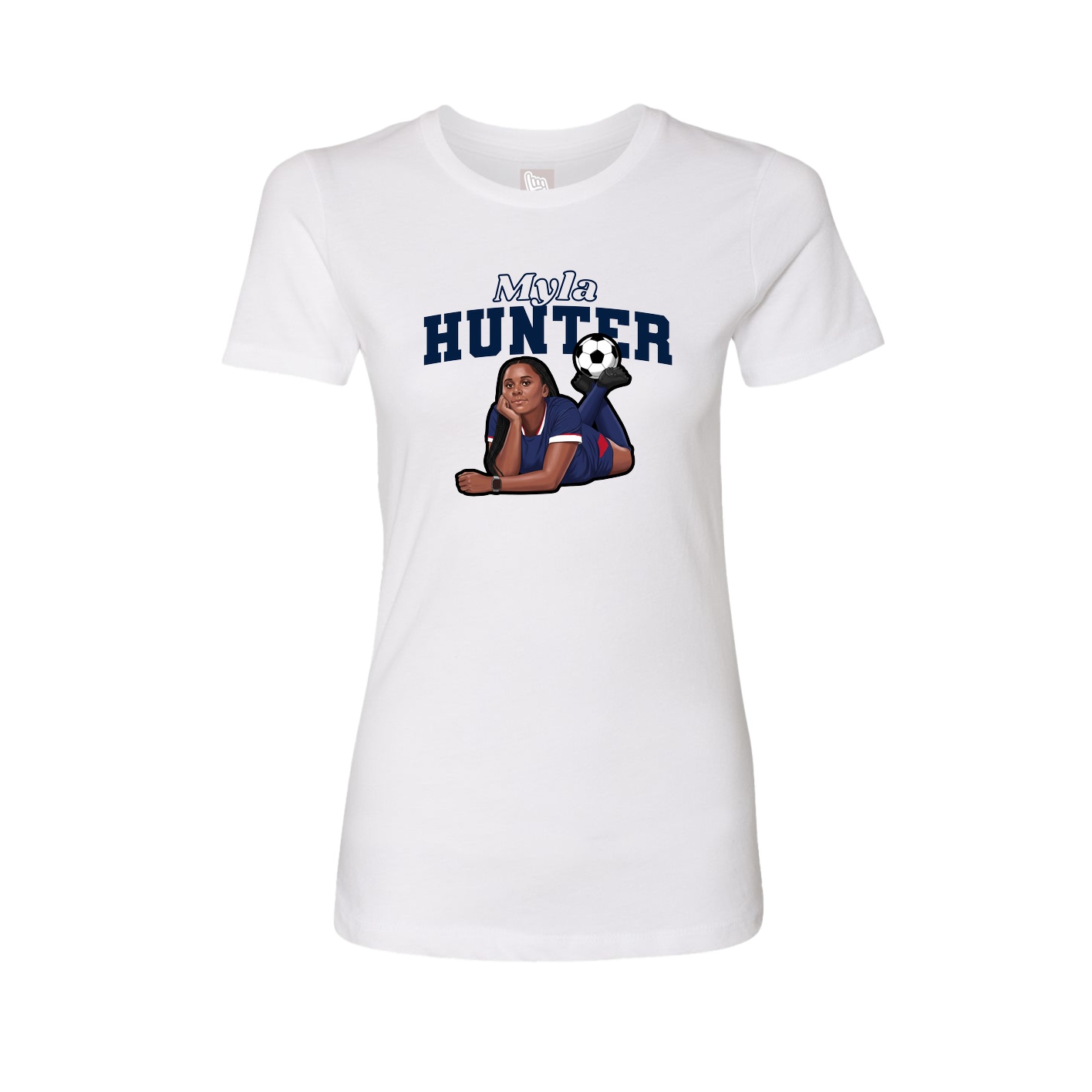 Fitted Women's Tee — Name Arch in White