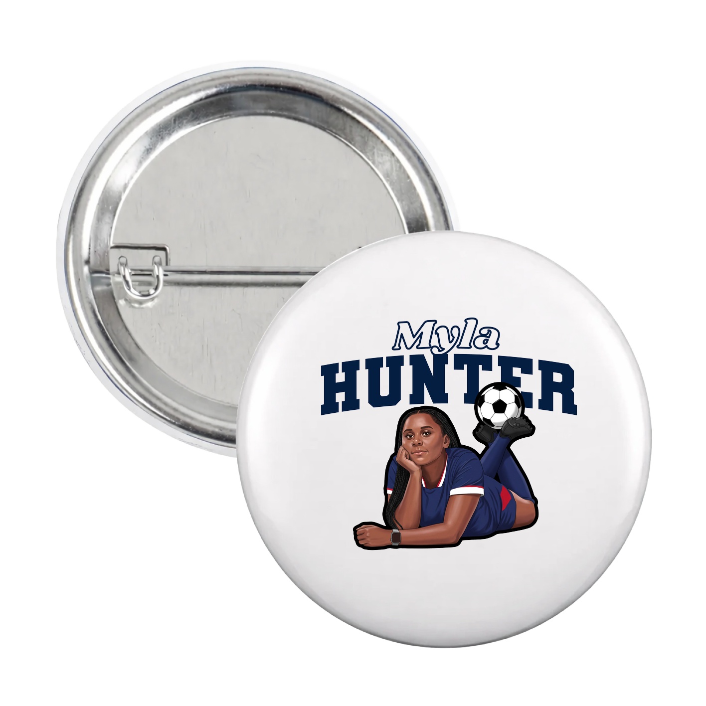 Game Day Button — Name Arch in White