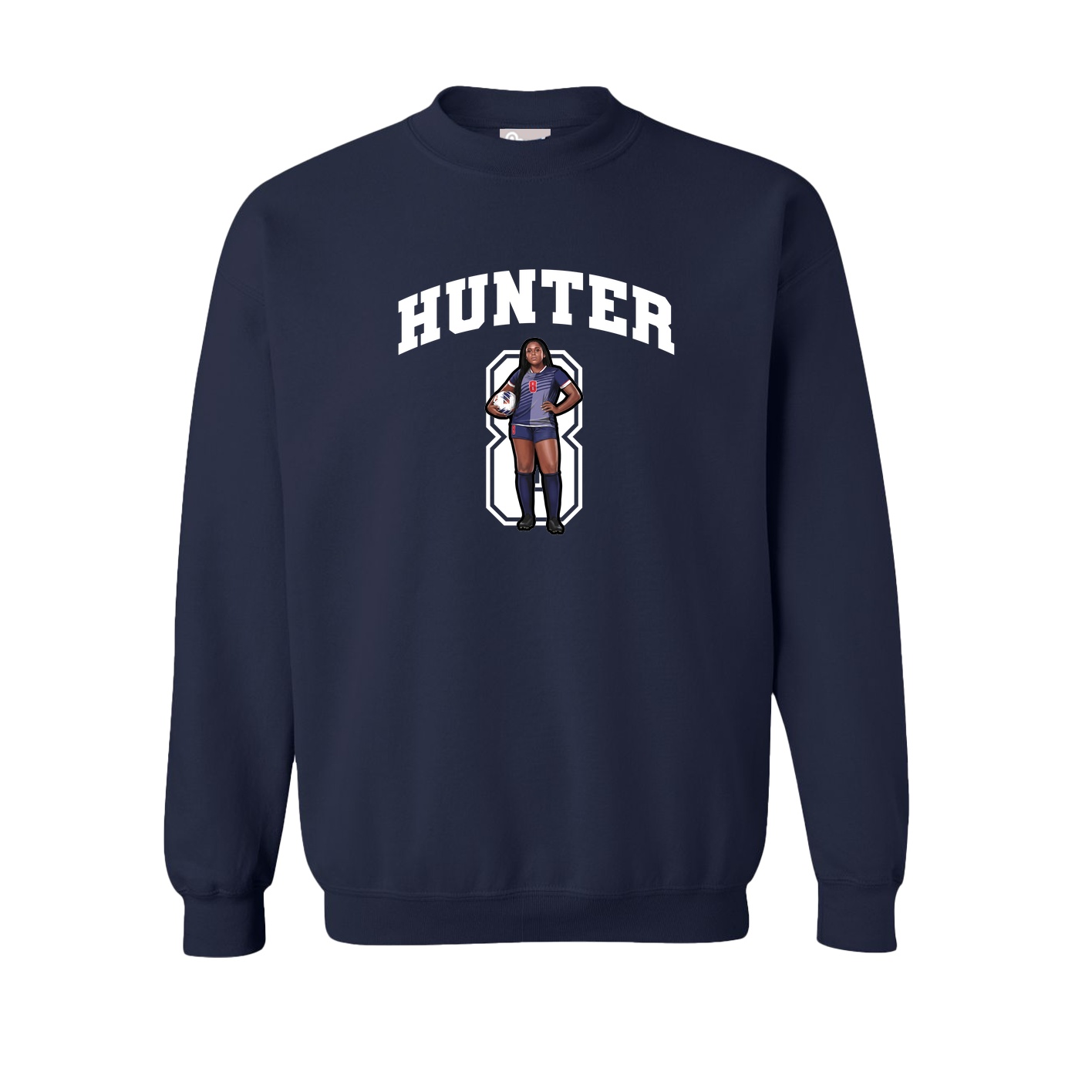 Fleece Crew — Number in Navy