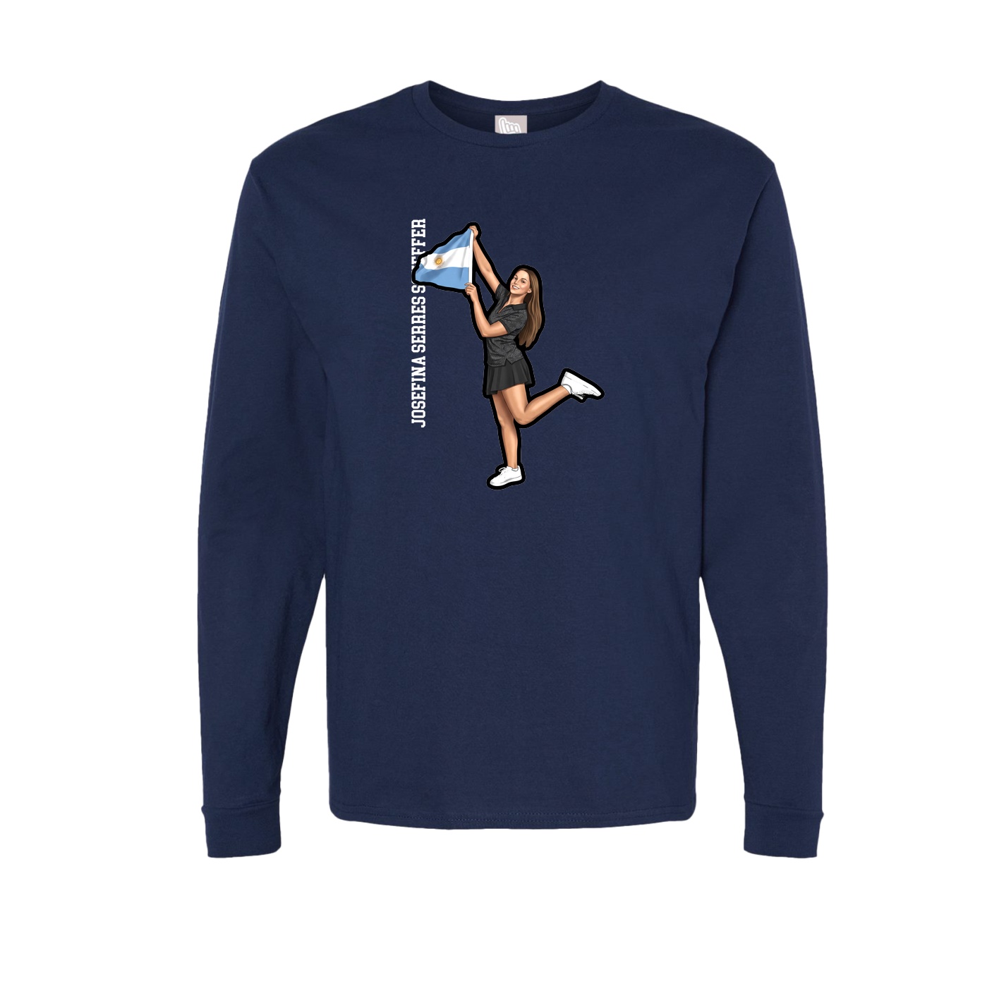 Long Sleeve Tee — Name Vertical in Navy