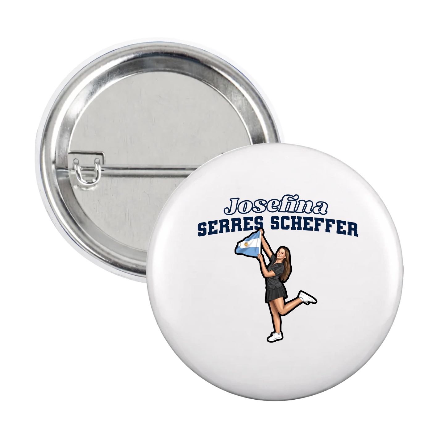 Game Day Button — Name Arch in White