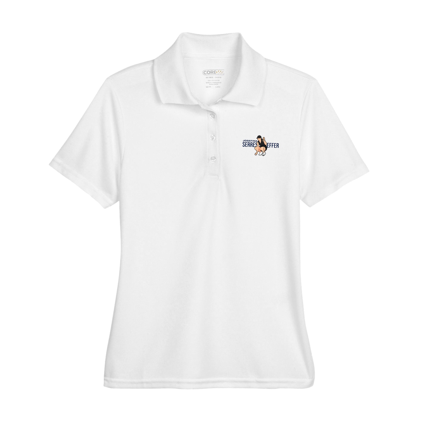 Womens Performance Polo — Player Name in White
