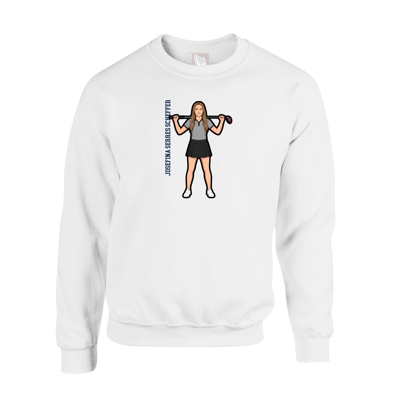 Fleece Crew — Name Vertical in White
