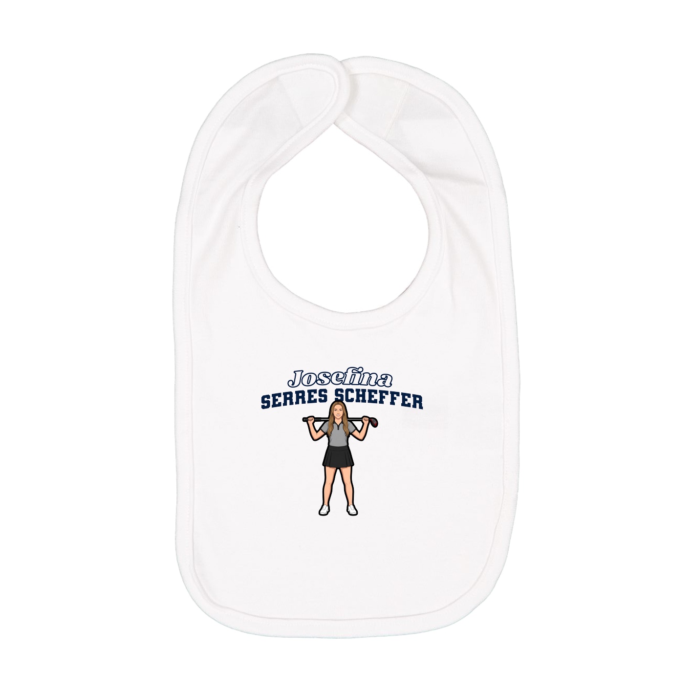 Infant Bib — Name Arch in White