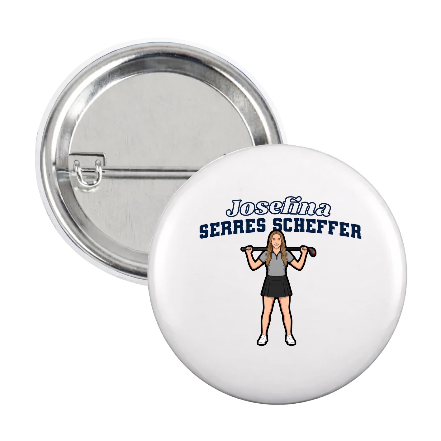 Game Day Button — Name Arch in White