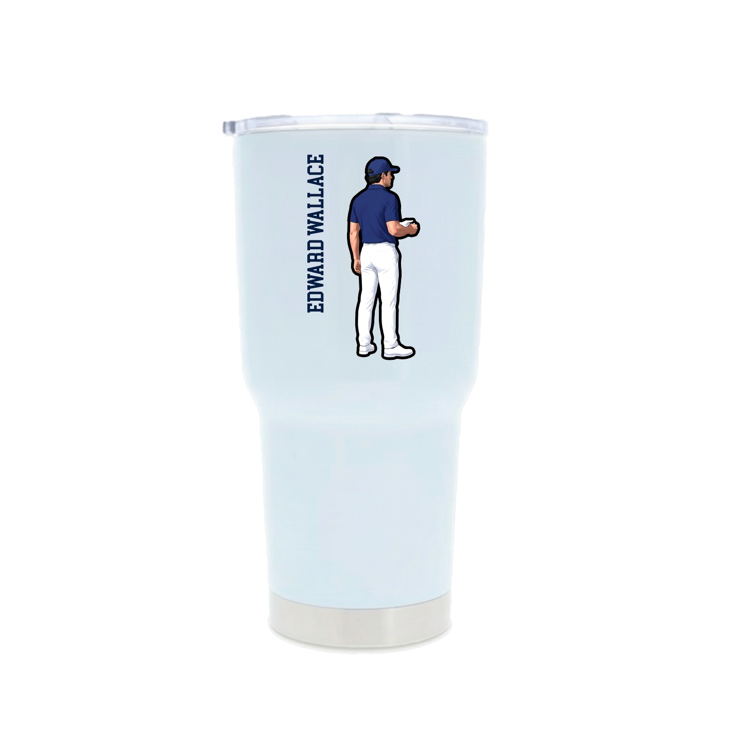 30oz Stainless Steel Tumbler — Name Vertical in White