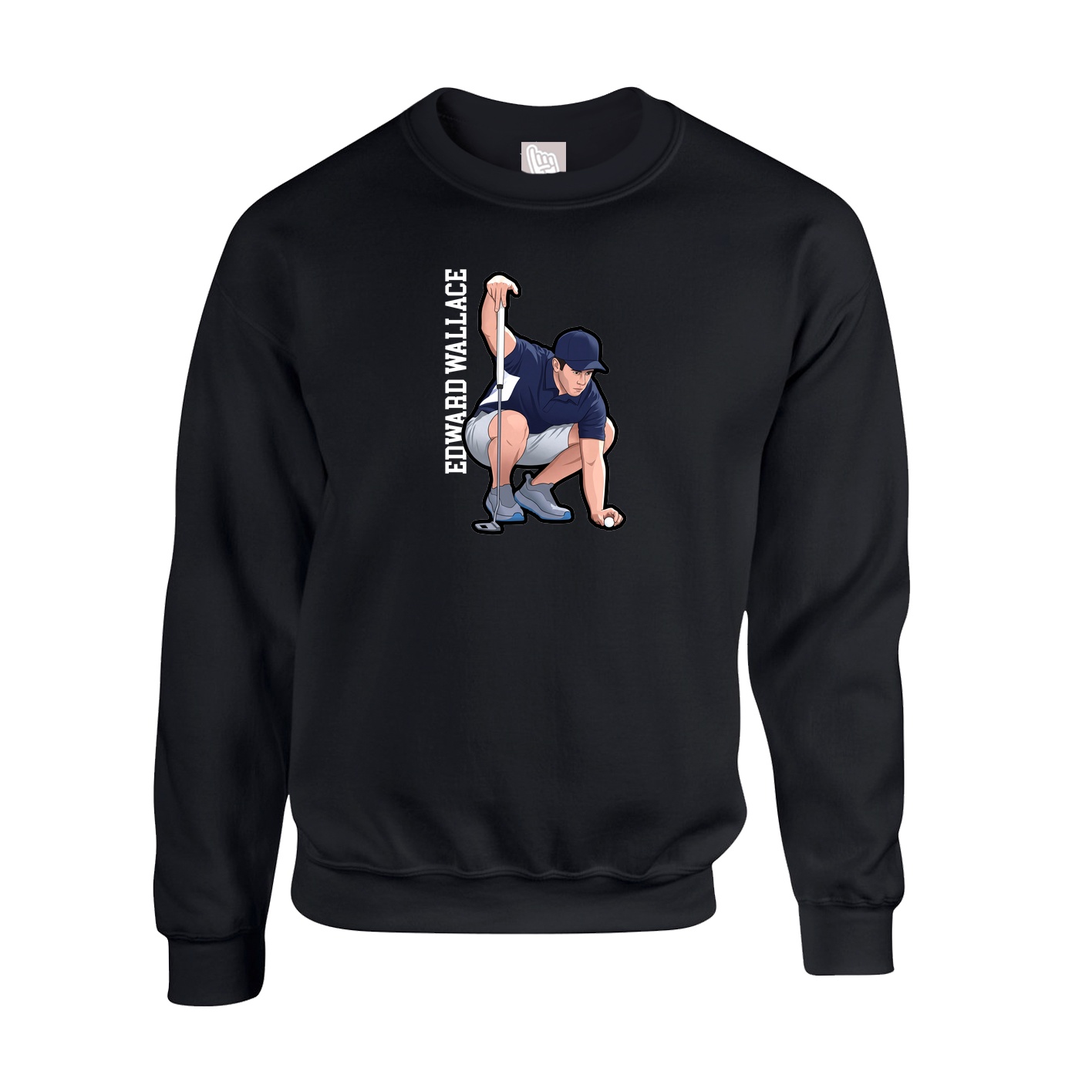 Fleece Crew — Name Vertical in Black