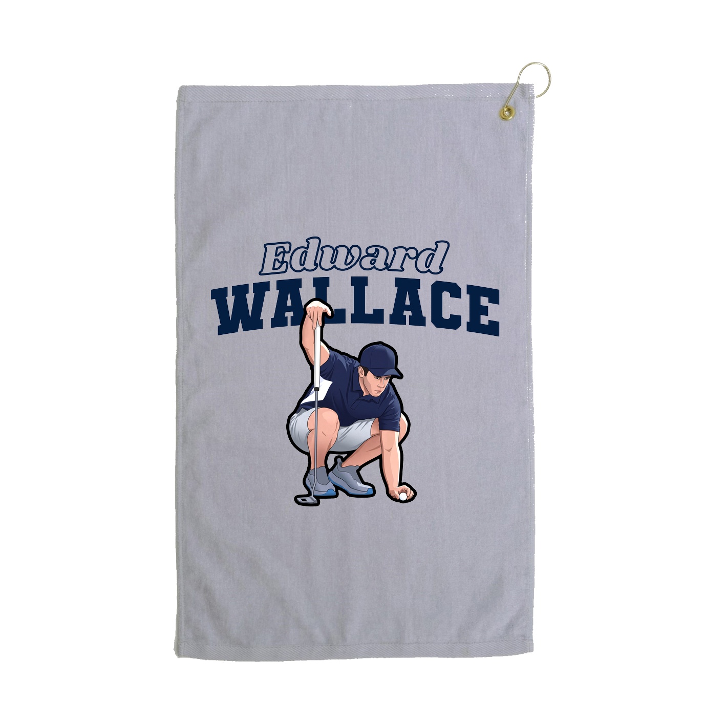 Golf Towel — Name Arch in Grey