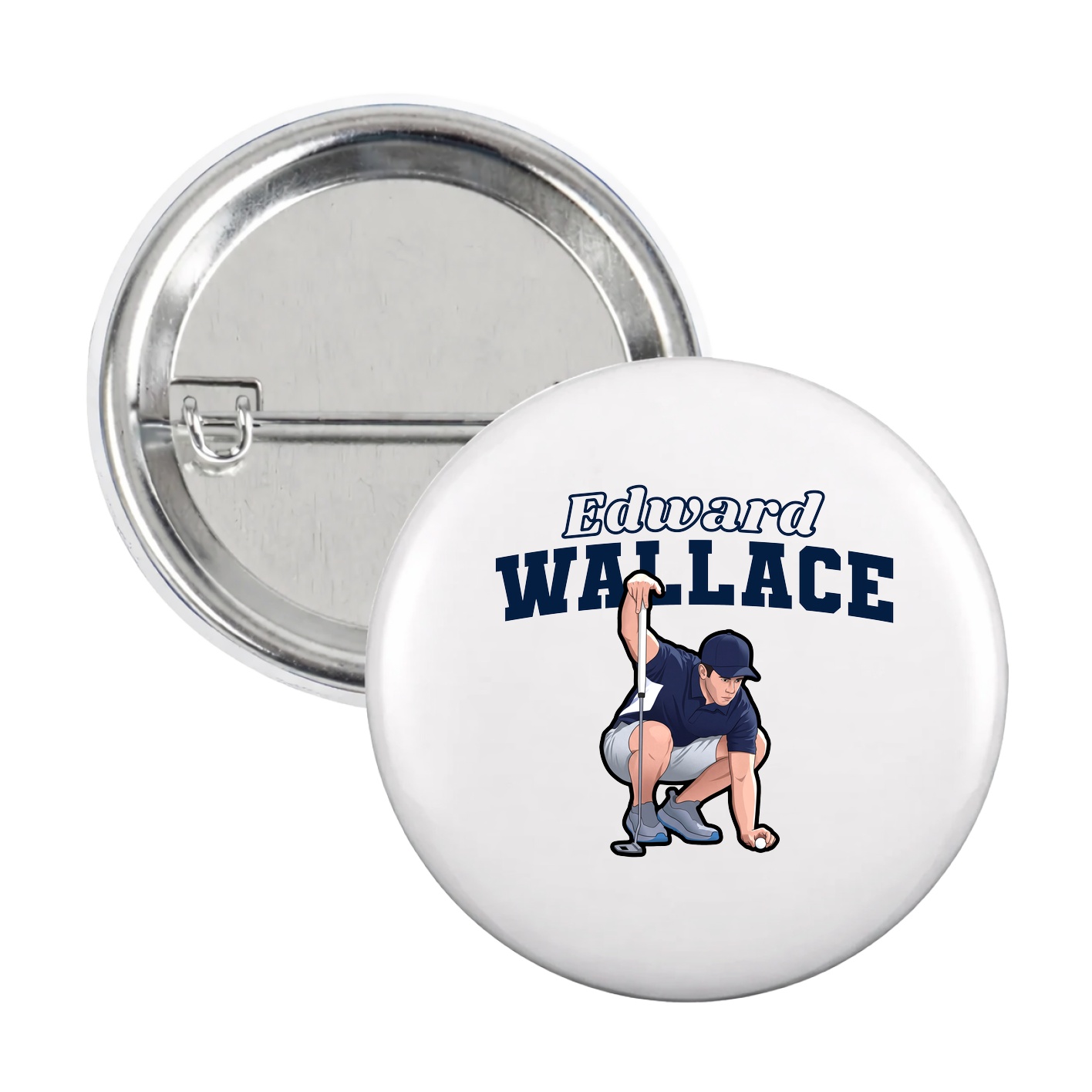 Game Day Button — Name Arch in White