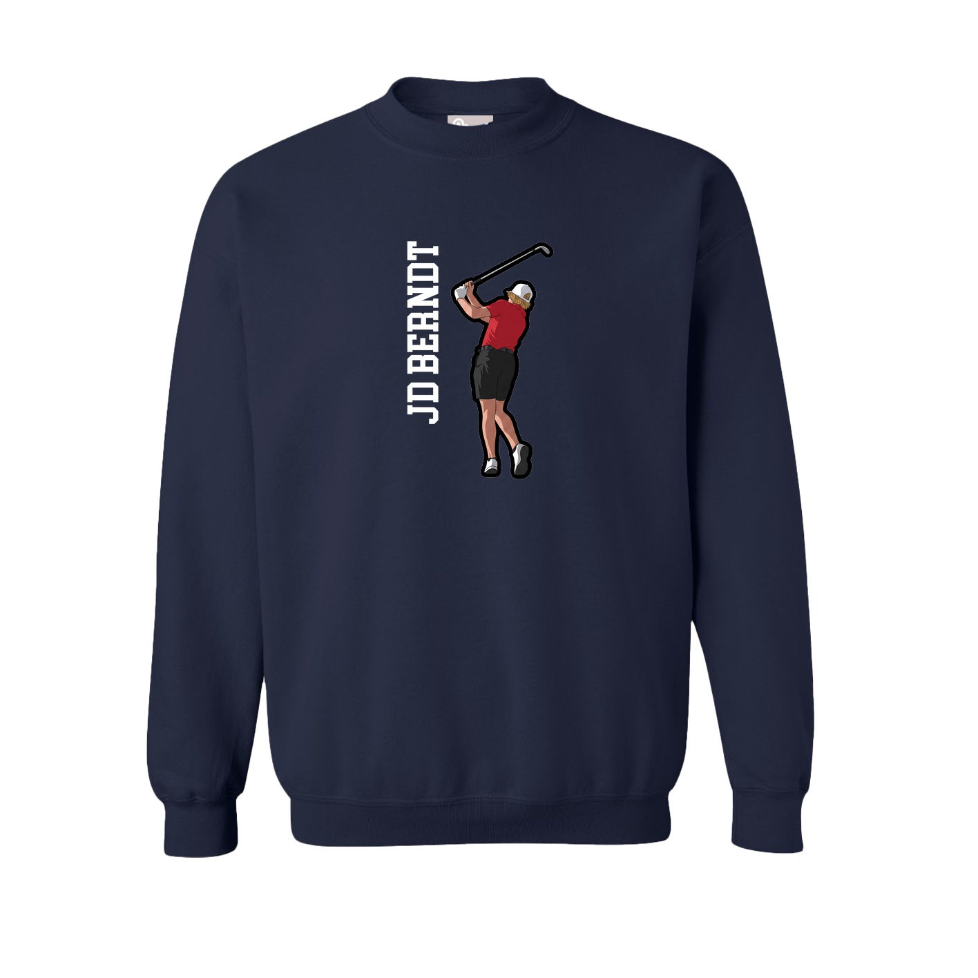 Fleece Crew — Name Vertical in Navy
