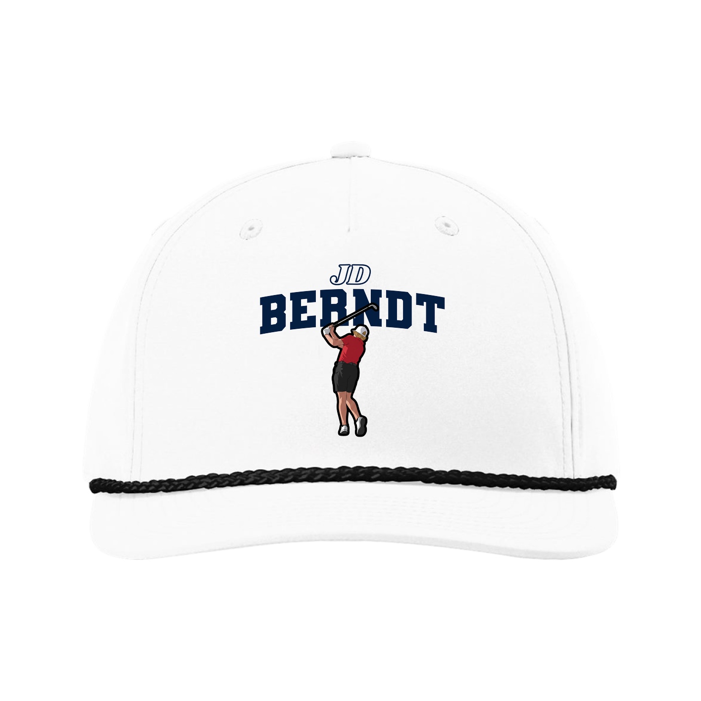 Five-Panel Classic Rope Cap — Name Arch in White