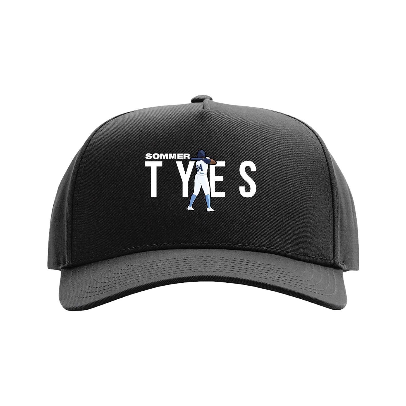 Full Fabric Five-Panel Champ Cap — Player Name in Black