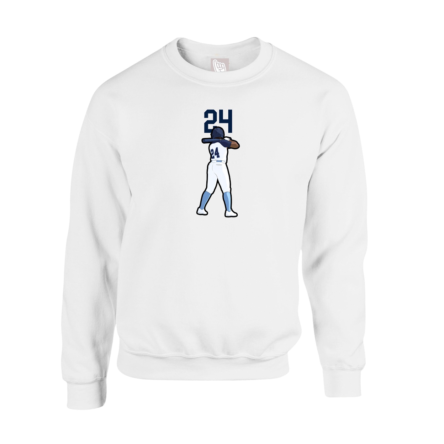 Fleece Crew — Number Top in White