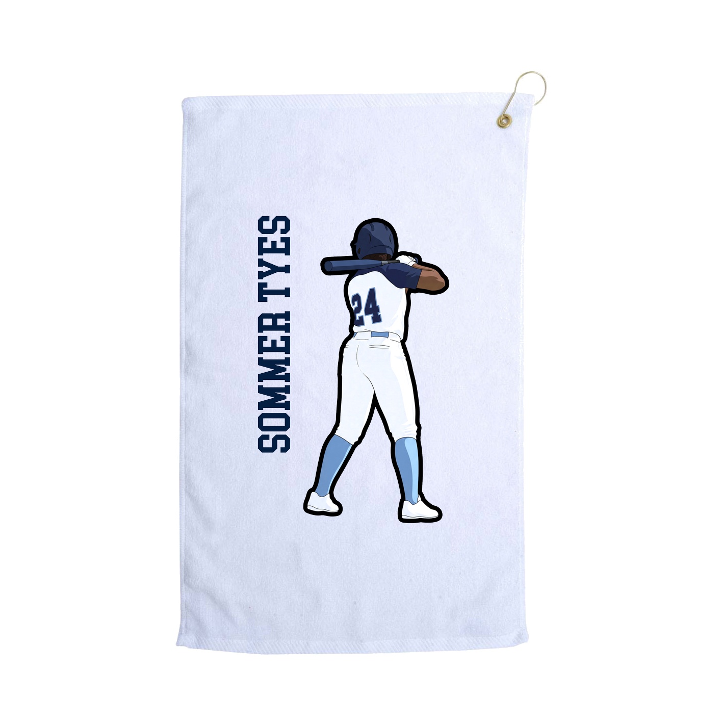 Golf Towel — Name Vertical in White
