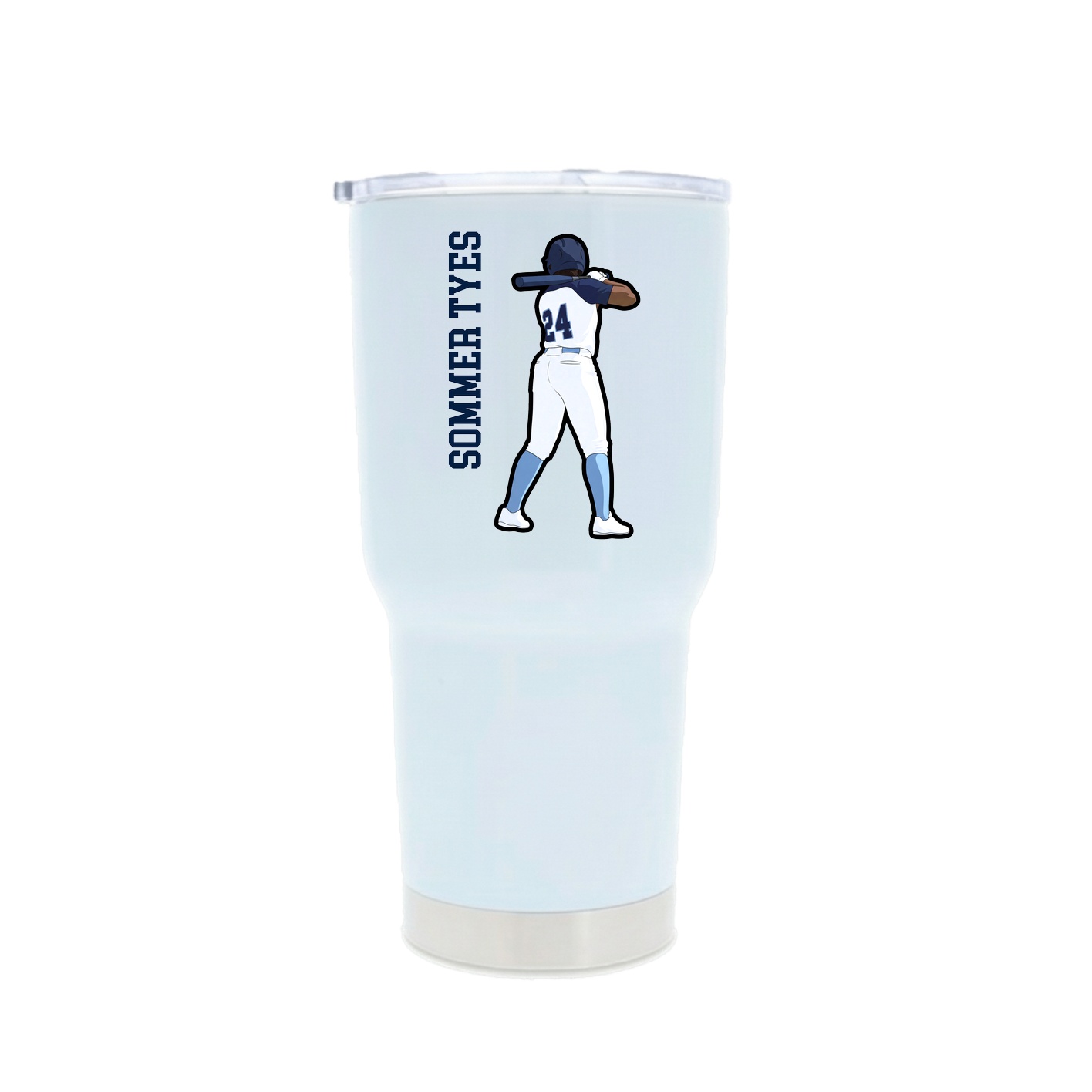 30oz Stainless Steel Tumbler — Name Vertical in White