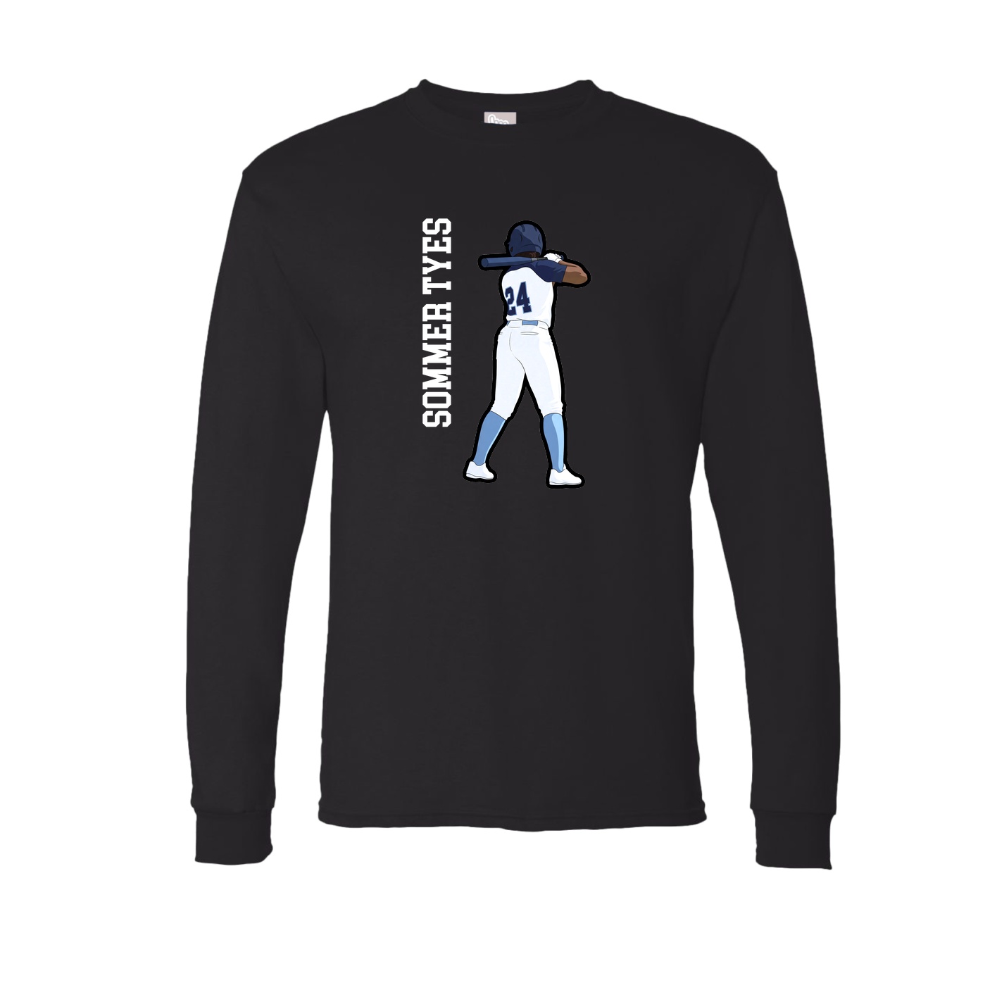 Long Sleeve Tee — Name Vertical in Black