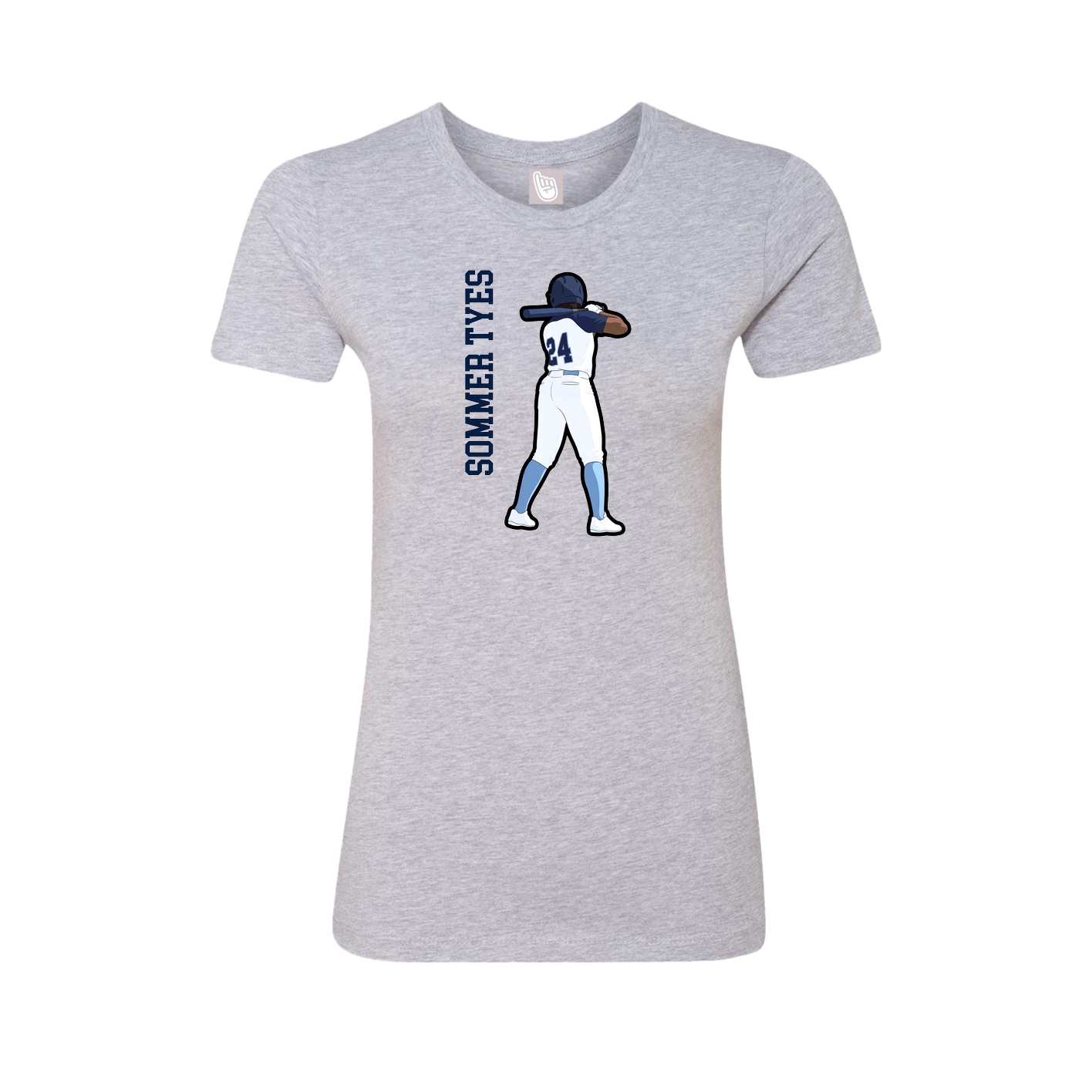 Fitted Women's Tee — Name Vertical in Grey