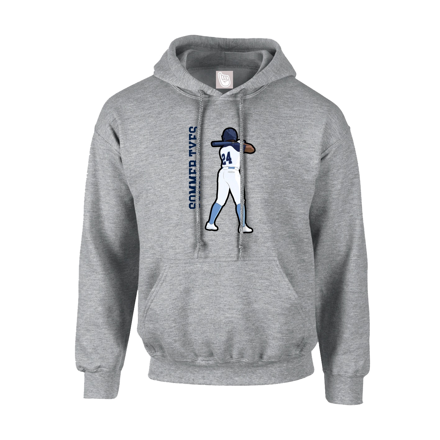 Hoodie — Name Vertical in Grey