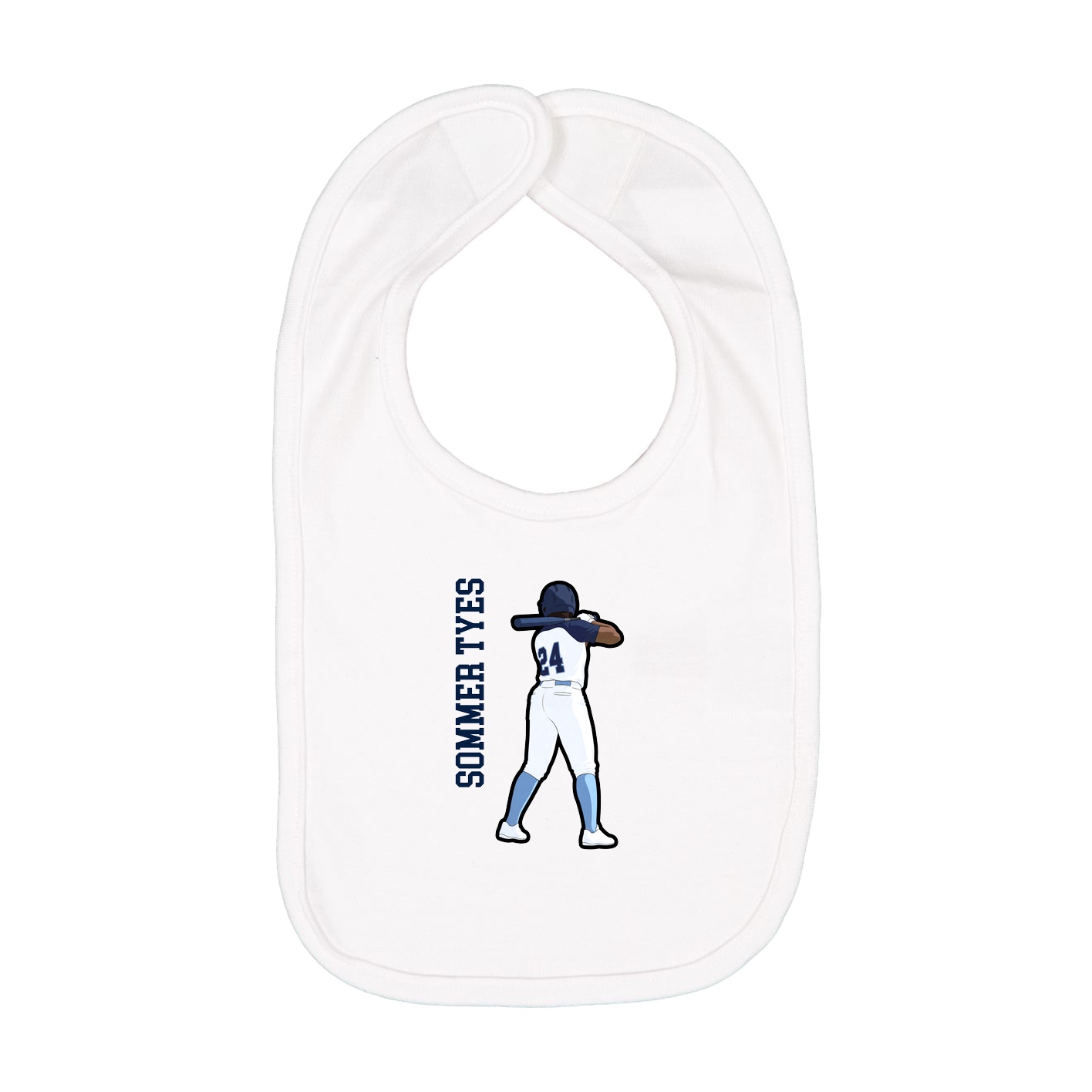 Infant Bib — Name Vertical in White