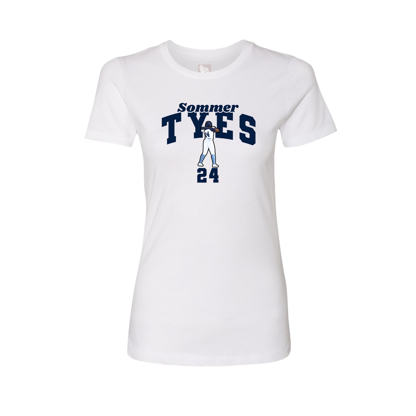 Fitted Women's Tee — Signature Arch in White