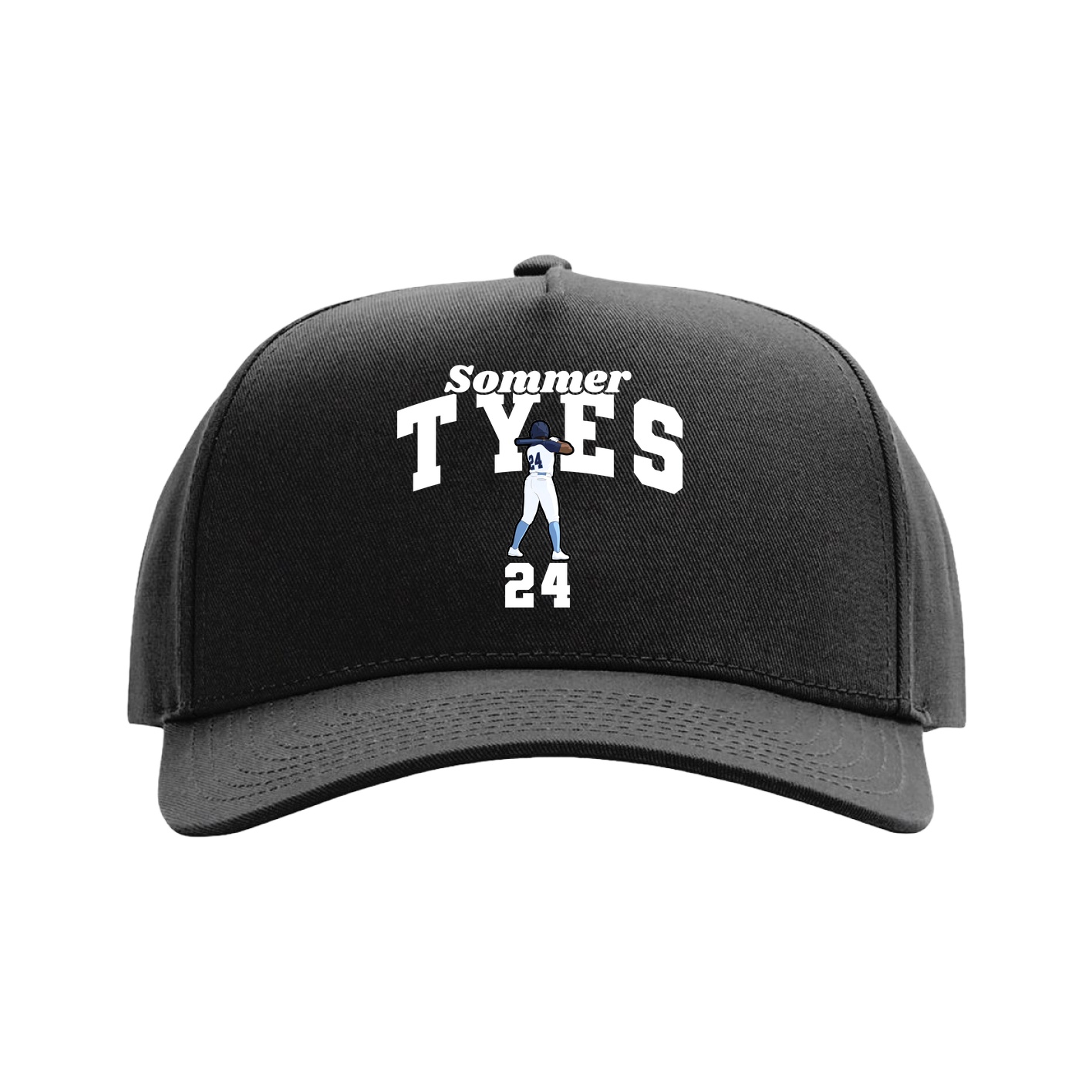 Full Fabric Five-Panel Champ Cap — Signature Arch in Black