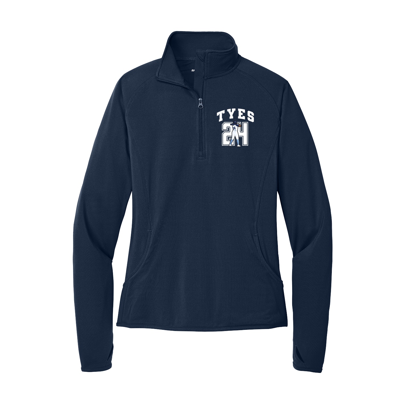 Women's Q-Zip Pullover — Number in Navy
