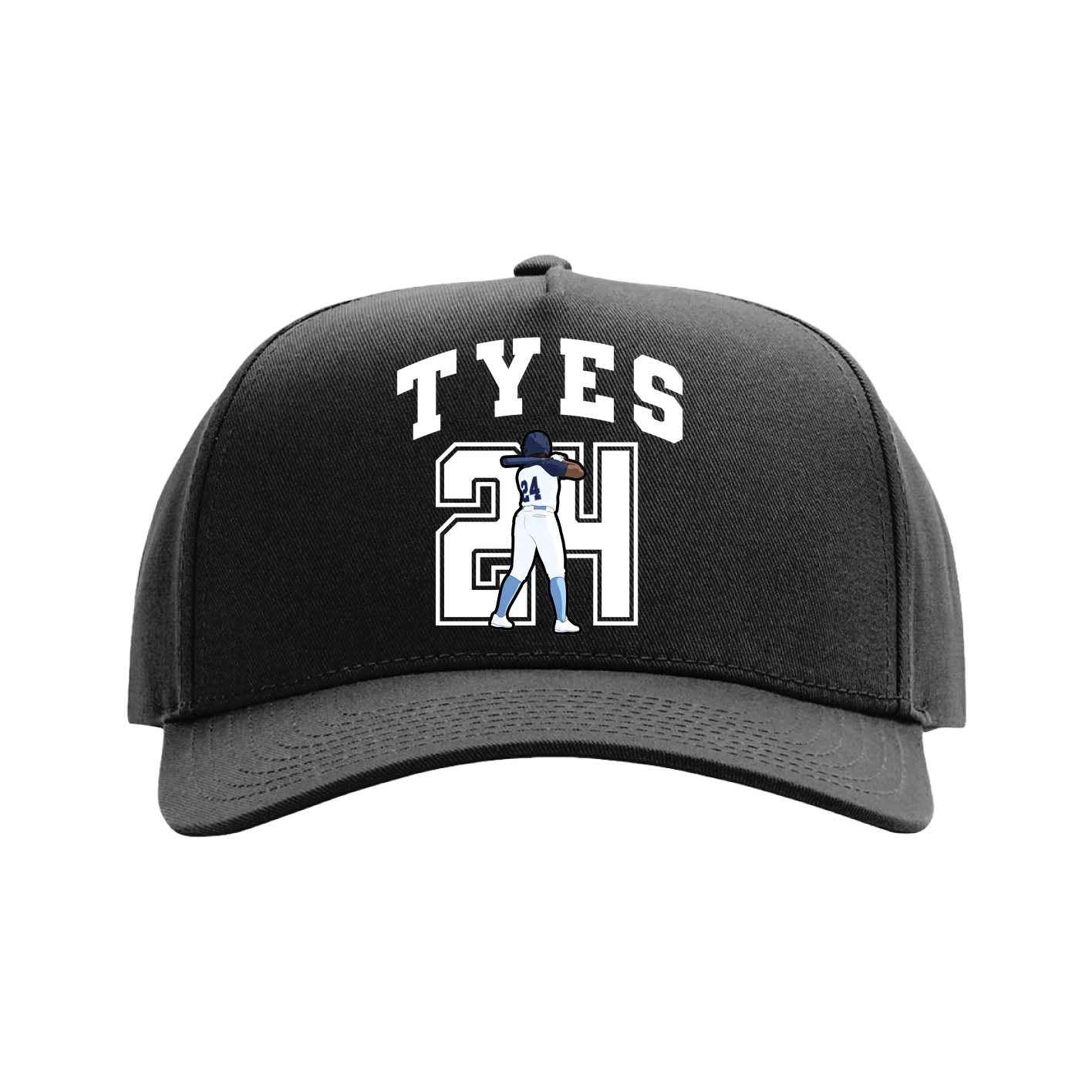 Full Fabric Five-Panel Champ Cap — Number in Black