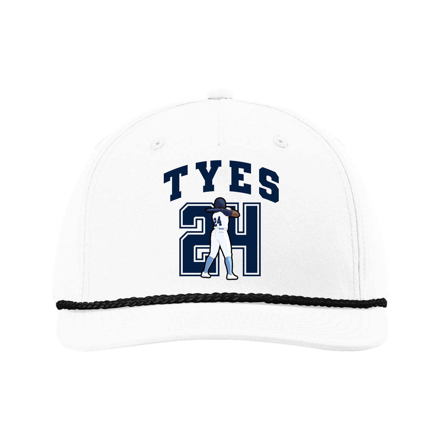 Five-Panel Classic Rope Cap — Number in White