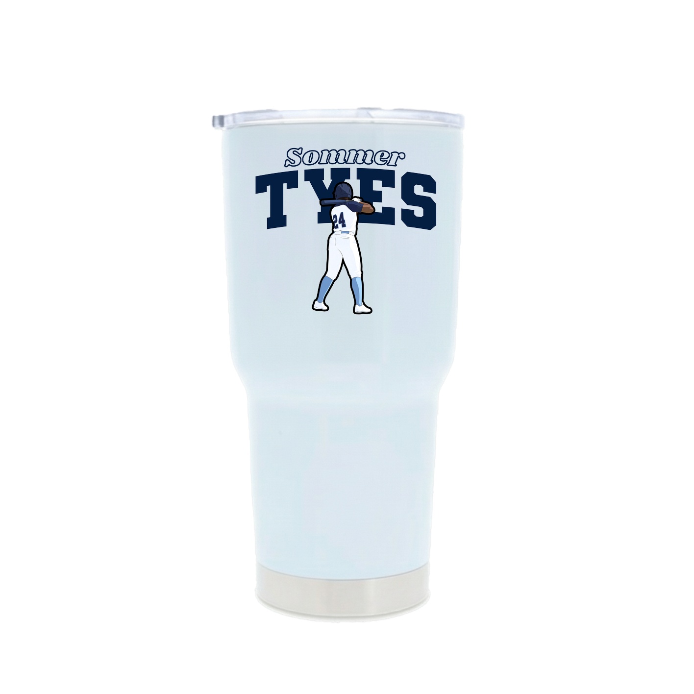 30oz Stainless Steel Tumbler — Name Arch in White