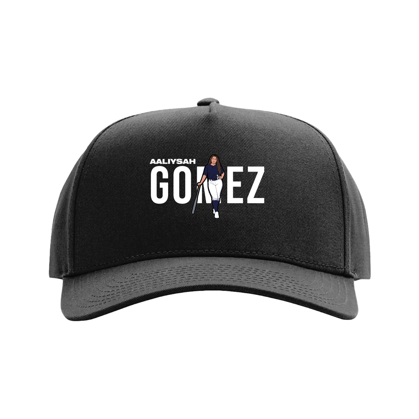 Full Fabric Five-Panel Champ Cap — Player Name in Black