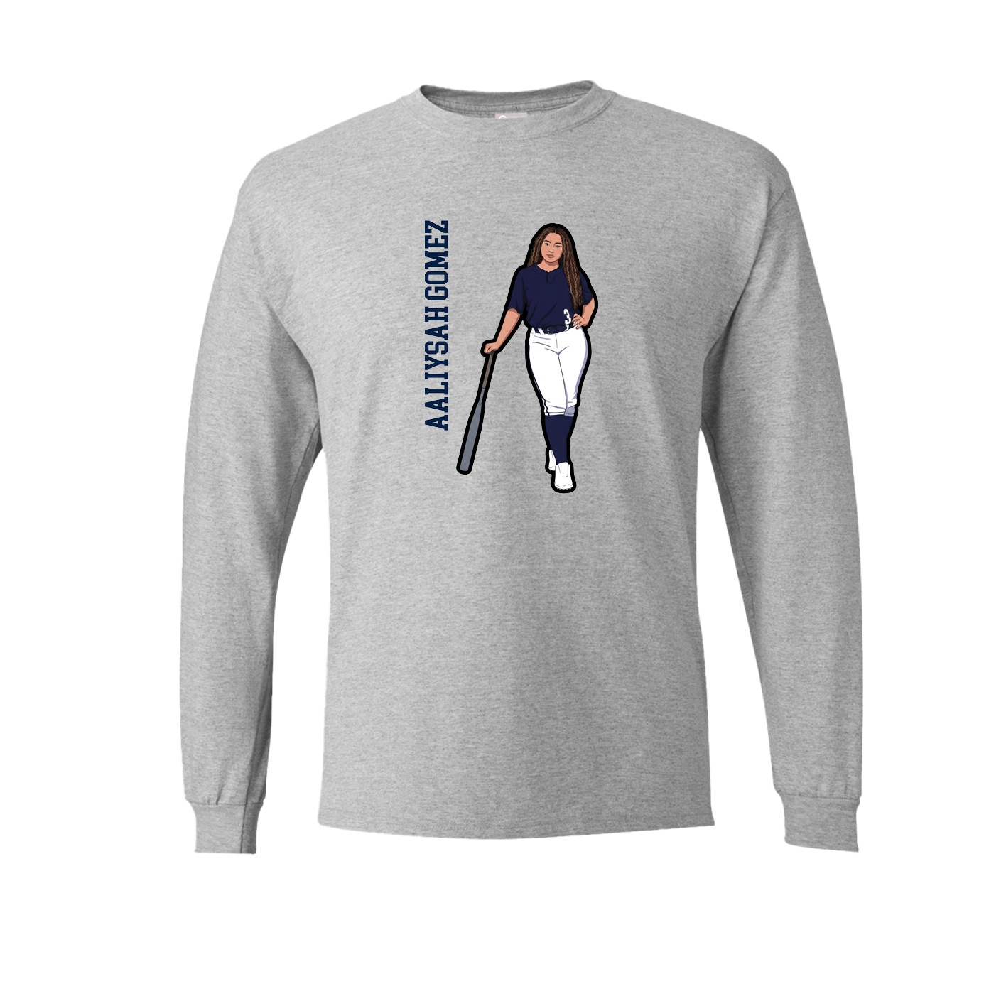 Long Sleeve Tee — Name Vertical in Grey
