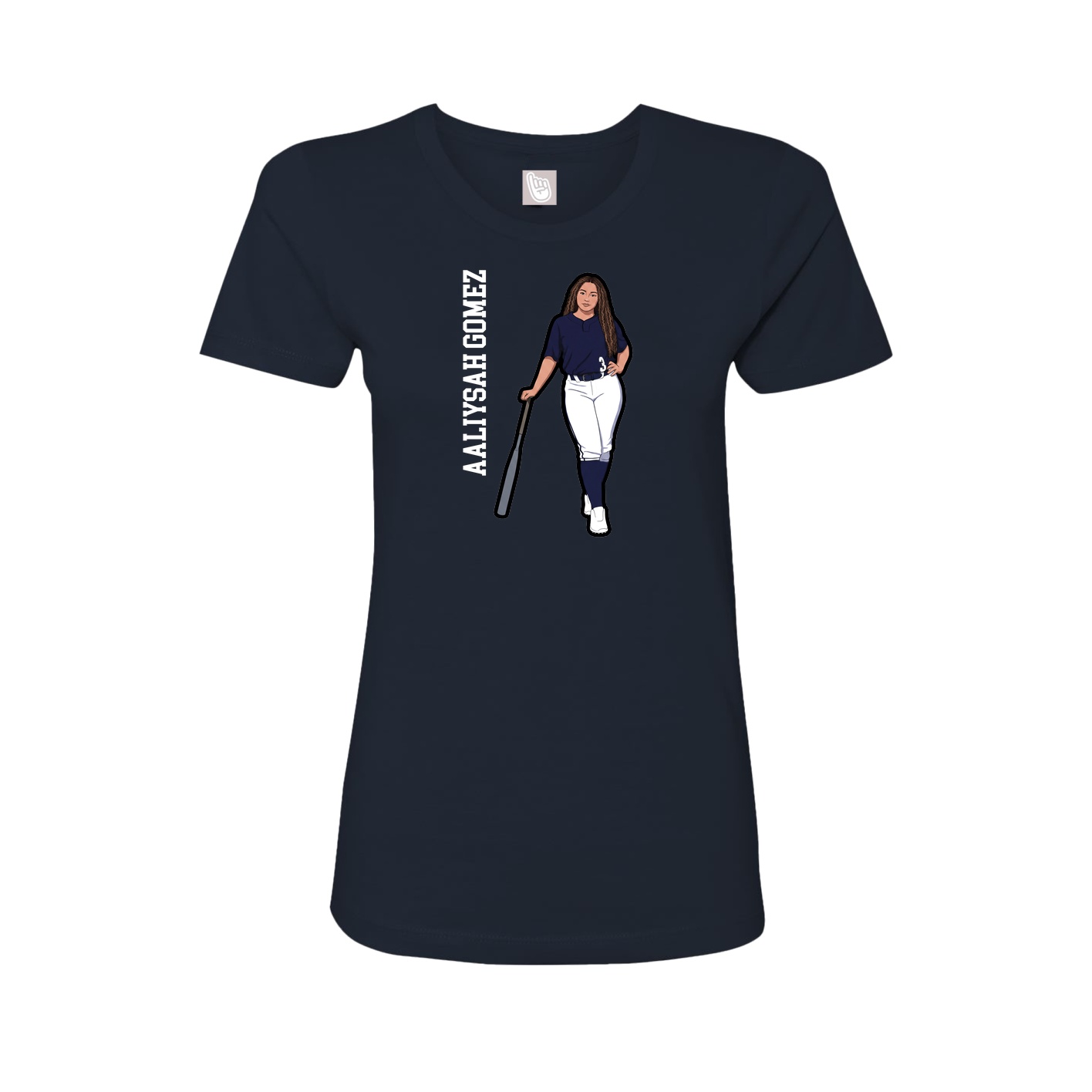 Fitted Women's Tee — Name Vertical in Navy