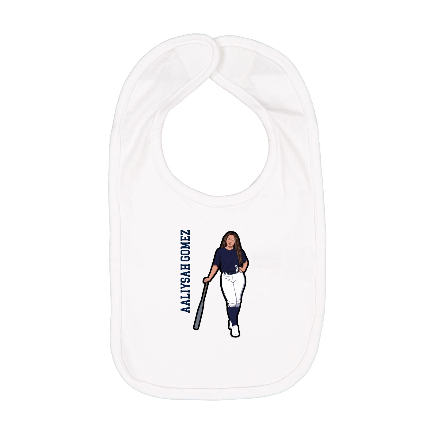 Infant Bib — Name Vertical in White