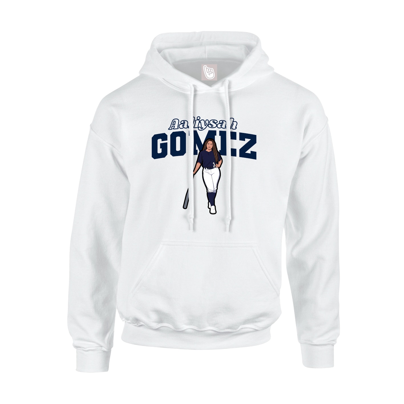 Youth Hoodie — Name Arch in White